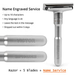 QSHAVE Adjustable Safety Razor Double Edge Classic Mens Shaving Mild to Aggressive 1-6 File Hair Removal Shaver it with 5 Blades